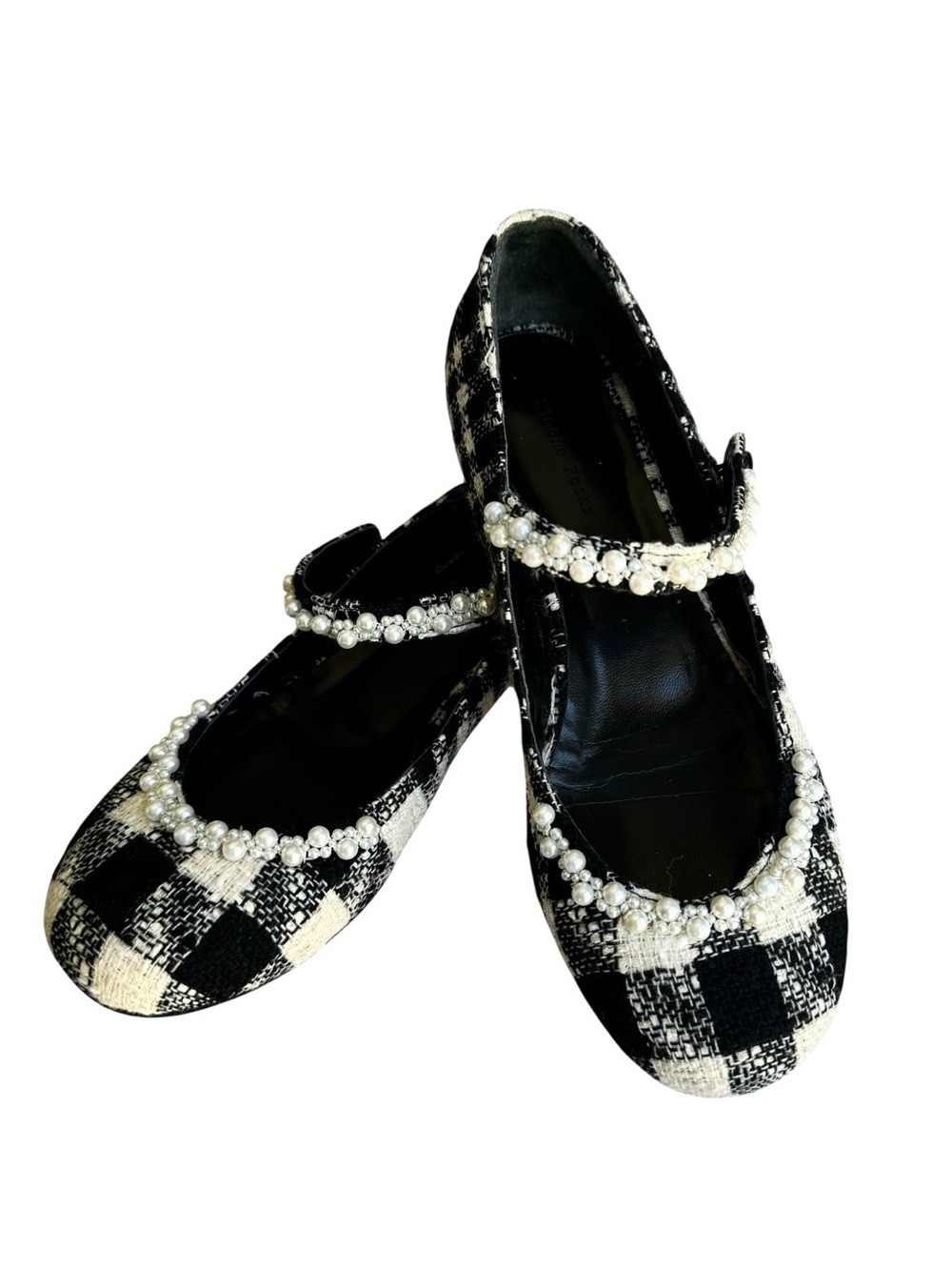 Simone Rocha Mary Jane Tweed Pearl Flats